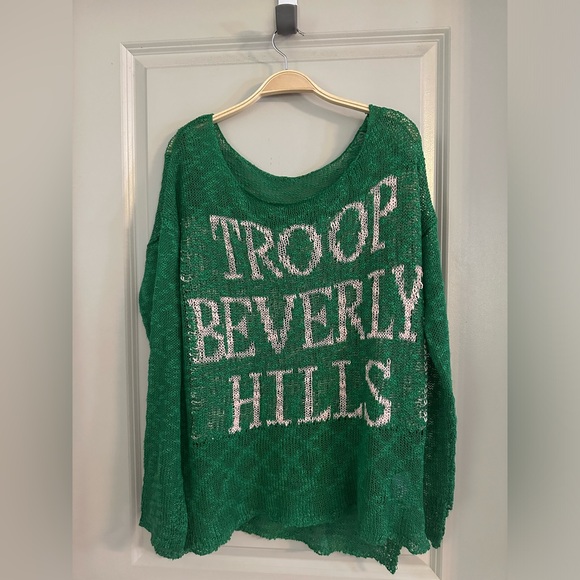 Judith March ‘Troop Beverly Hills’ Knit Green & Pink Oversized Sweater in Small - Picture 2 of 7